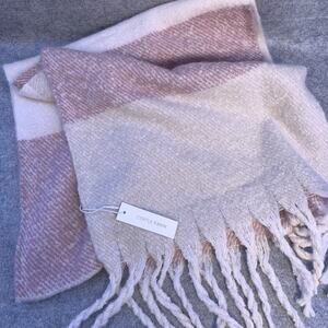 NWT Gentle Fawn Scarf Shawl Wrap Fringe Women’s One Size Pink Cream White Boho